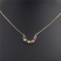 Elegant gold necklace with curved pendant featuring colorful teardrop-shaped zircons - Colorful Water Drop