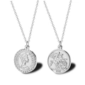 Silver 18K gold plated Elizabeth II coin pendant necklace with St George dragon carving - Silver