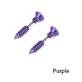 Purple screw shaped stud earrings in stainless steel for a unique industrial look - Purple Pair