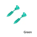 Creative screw-shaped stud earrings in metallic green finish for punk style - Green Pair