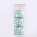 Three-pocket wall hanging organizer in mint green cotton linen with kitchen utensil patterns - Kitchen Tableware