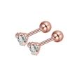 Rose gold stainless steel stud earrings featuring triangle-cut clear cubic zirconia stones - Rose Gold Triangle Zirconia
