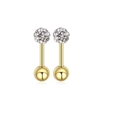 Golden stainless steel stud earrings with sparkling crystal inlay and smooth gold sphere - Gold Paved Ball