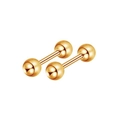 Makroaufnahme goldener Edelstahl-Ohrstecker mit Doppelball-Design für Knorpelpiercings - Gold Doppelball