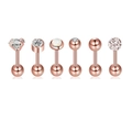Close-up of 6-piece rose gold stud set with cubic zirconia and opal details - 6Pcs Rose Gold Mixed Set