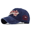 Cappellino da baseball vintage blu lavato con ricamo Orlando e bordi consumati - Regolabile / Blu Navy Lavato