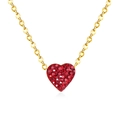 Elegant gold chain necklace featuring a red crystal heart-shaped pendant for women - Gold Chain Red Heart