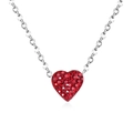 Elegante Silberkette mit herzförmigem Anhänger und funkelnden roten Straßsteinen - Silberkette Rotes Herz