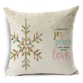 Linen Christmas pillow case with geometric snowflakes and colorful holiday greeting text - Colorful Geometric Snowflake (YMD9-7)