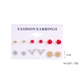 Christmas stud earring set featuring snowflakes and reindeer on display card - Six-Piece Set (SD-21) / 6 Pairs Set