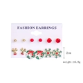 Christmas stud earring set featuring reindeer, snowflakes and wreaths in 6 pairs pack - Six-Piece Set (SD-26) / 6 Pairs Set
