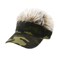 Visiera parasole mimetica con parrucca sintetica marrone per uno stile hip-hop - Regolabile 56-60cm / Capelli Biondi Mimetici Verdi