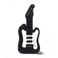 Guitar shaped crossbody bag in black and white leather with silver chain strap - Standard (Metal Chain) / Black