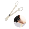 Sterile disposable body piercing forceps in cream white with a slotted tip for precision - Triangle Slotted Pliers
