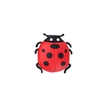 Creative ladybug shaped cable protector with red body and black dots on white background - Ladybug
