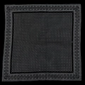 Detail of 100% cotton bandana showing black polka dots and geometric floral borders - Border Small Dots