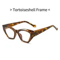 Retro tortoiseshell cat eye glasses frame with geometric thick rims on white background - Tortoise Frame Clear Lens