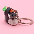 Cute sushi cat keychain with grey kitty and salmon roe on pink background - Style 3 (Seaweed Grey Cat)