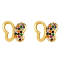 Elegant gold butterfly stud earrings with colorful micro-paved cubic zirconia stones - err26 Butterfly