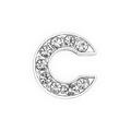 DIY silver letter C charm with white rhinestones for personalized 10mm slide bracelets - Letter-C / Chrome