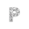 DIY chrome silver letter P charm with white rhinestones for 10mm bracelet sets - Letter-P / Chrome