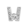 10mm chrome silver 'W' letter charm with sparkling white rhinestones for DIY bracelets - Letter-W / Chrome