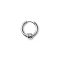 Silver stainless steel huggie hoop earring with three dangling small metal rings - Silver Three Rings Pendant Hoop (E2112-5#E)