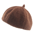 Béret marron en polaire pour femme en tissu peluche de laine d'agneau chaude d'hiver - 57-58 / café