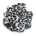 Elastic scrunchie hair tie with classic black and white leopard print pattern - Leopard Print Style D