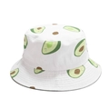 Détail d'un chapeau bob en toile blanche avec motifs de fruits d'avocat mignons - M (56-58cm) / Blanc