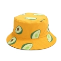 Cappello a secchiello in tela gialla reversibile con motivo di avocado - M (56-58cm) / Giallo