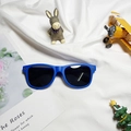 Blue matte kids polarized sunglasses with UV400 protection and golden rivet accents - Royal Blue
