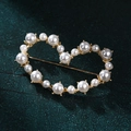 Elegant gold heart brooch with white faux pearls on a vintage green texture background - xz4316 Heart Shape