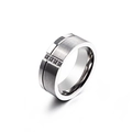 Anillo de acero de titanio plateado para hombre con cuatro circonitas negras incrustadas - US 7 / Color Plata(KR82886-K)