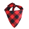 Detailed view of red and black buffalo plaid fabric texture on cotton dog bandana scarf - M (Fits Neck 20-42cm) / Red and Black Grid