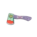 Pin de hacha de esmalte verde menta y naranja con grabado 'Let's BURY THE HATCHET' - CC805 Hacha (Bury The Hatchet)