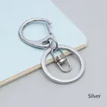 Fermoir mousqueton en métal argenté poli avec anneau en D pour porte-clés DIY - Argenté