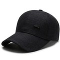 Men's navy blue checkered baseball cap with a classic metal logo plate on the side - Adjustable / Black