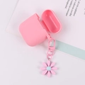 Pink daisy floral AirPods case with matching flower keychain accessory and silicone cover - Pendant Only (Without Earphone Case) / Peach (Q118-01)