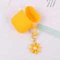 Yellow daisy silicone case for AirPods with matching floral pendant and metal ring charm - Pendant Only (Without Earphone Case) / Yellow (Q118-03)