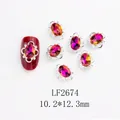 Détail de bijou d'ongle nœud papillon avec gemme rose et dimensions 10,2x12,3mm - Ovale Rose Dégradé (LF2674)