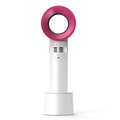 Ventilateur USB portable sans pales blanc perle et rouge rose métallisé avec socle - Blanc