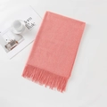 Pink cashmere-feel winter scarf for women with thick soft material and elegant tassels - Pink
