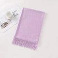 Solid purple cashmere-feel scarf for women with elegant tassels and soft texture - Light Purple