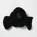 Classic black chunky knit scarf for women and children with ribbed winter texture - Black