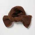 Brown rib-knitted winter scarf in a knotted style for women and children - Light Brown