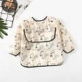Waterproof baby long sleeve smock bib with cute squirrel pattern for feeding time and daily use. - Squirrel Pattern