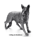 Wolf dog animal statue in vintage silver finish, 290g weight and 85x80mm dimensions - German Shepherd (1KD027-K)