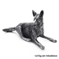 Realistic German Shepherd metal dog figurine in vintage silver finish, 105x60mm size - German Shepherd (2KD024-K)