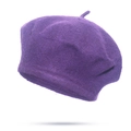 Classic deep purple wool beret hat for women with a vintage elegant dome design for autumn - Taro Purple